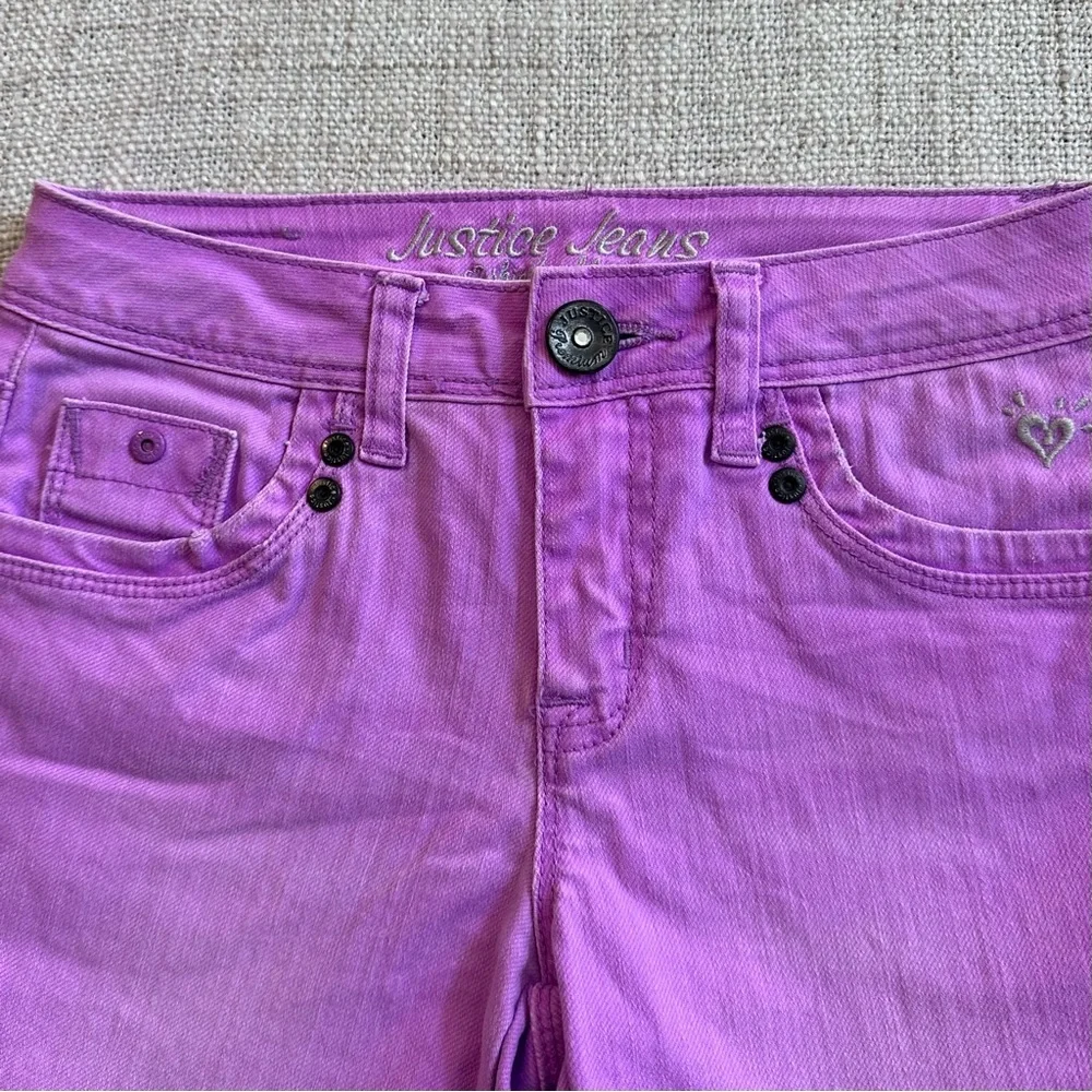 2-pair JUSTICE & ARIZONA Jeans Lilac Shine Bright Straight Stretch Girl 12 SLIM